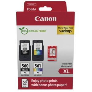 Pack 2 Cartuchos Originales CANON PG560/CL561 BK+C+M+Y – 3713C008 [PAG-360]