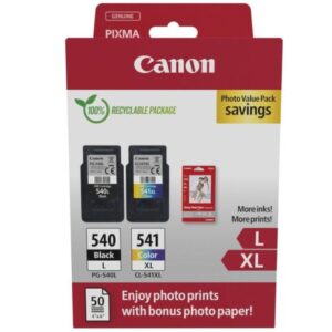 Pack 2 Cartuchos Originales y Papel de Foto CANON PG540L/CL541XL BK+C+M+Y – 5224B012 [PAG-700]