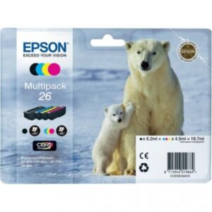 Cartucho Original EPSON 26 BK+C+M+Y – C13T26164010 [ML-6.2][PAG-300]