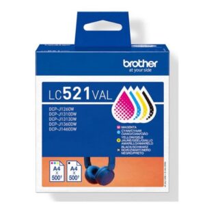 Pack 4 Cartuchos Originales BROTHER LC521 BK+C+M+Y – LC521VAL [PAG-500]