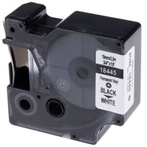 Cinta de Etiquetas Industrial DYMO 19mm x 5.5 Vinilo Negro sobre Blanco – S0718620