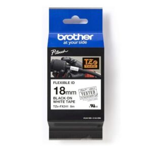 Cinta Original Laminada Flexible BROTHER TZEFX241 Blanco sobre Negro 18mm – TZEFX241